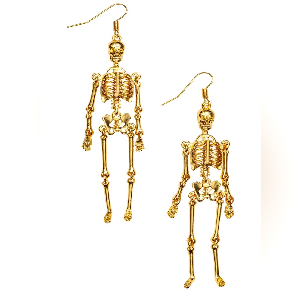 H&M Gold Skeleton Dangle Earrings